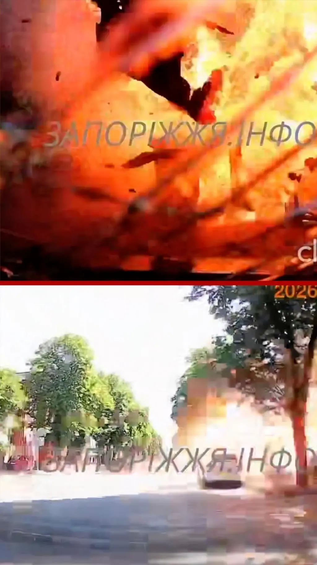 රුසියානු ප්‍රහාරයකින් මෝටර් රථයක ඉදිරිපස වීදුරුව බිඳී ගිය හැටි