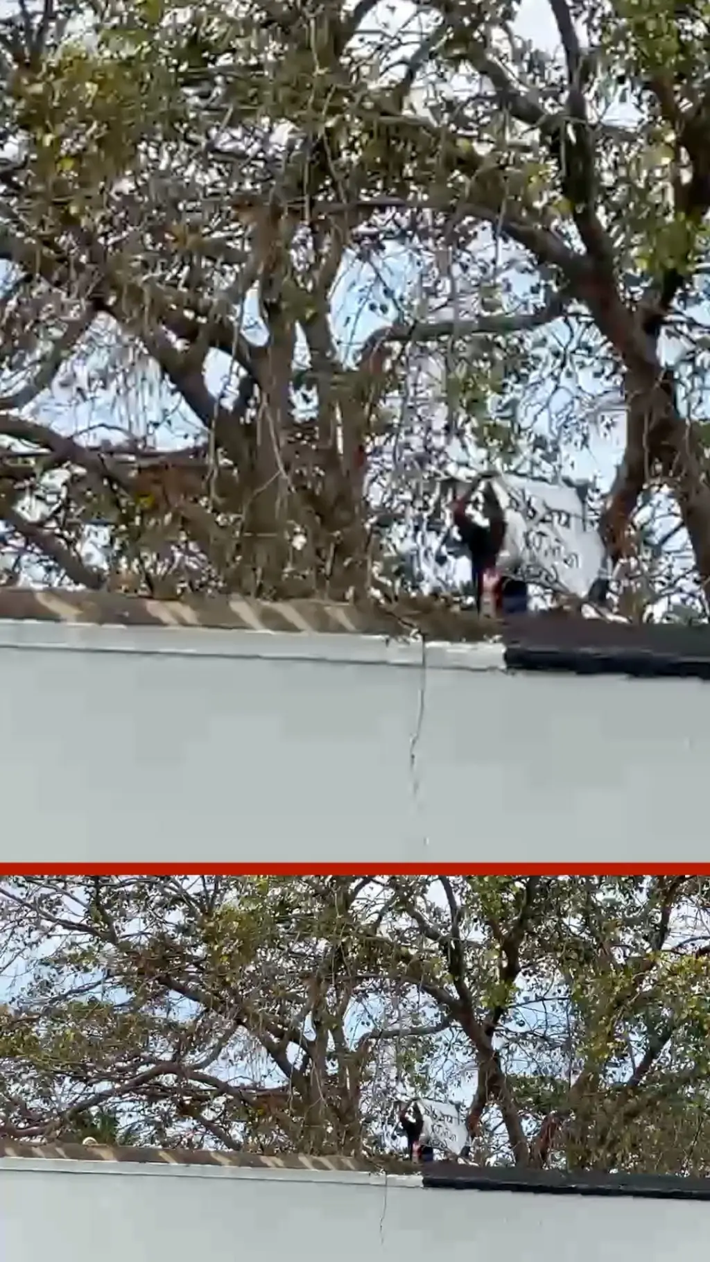 පල්ලන්සේන විශෝධන මධ්‍යස්ථානයේ රැඳවියන් පිරිසක් වහලයක් මතට