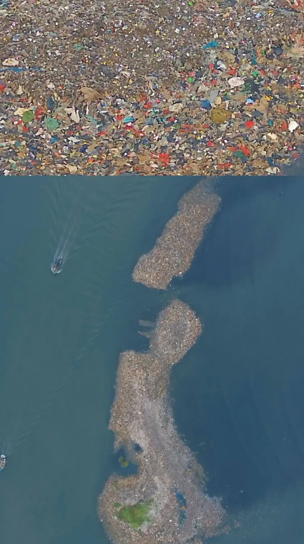 เกาะขยะยักษ์ลอยน้ำในอินโดนีเซีย