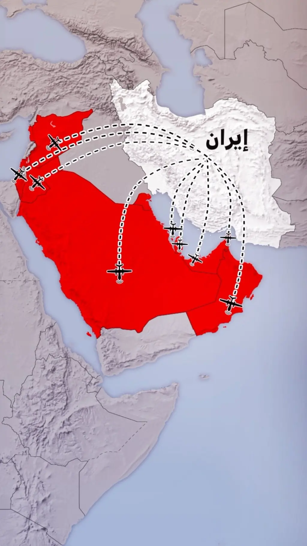 خريطة إيران والدول المحيطة