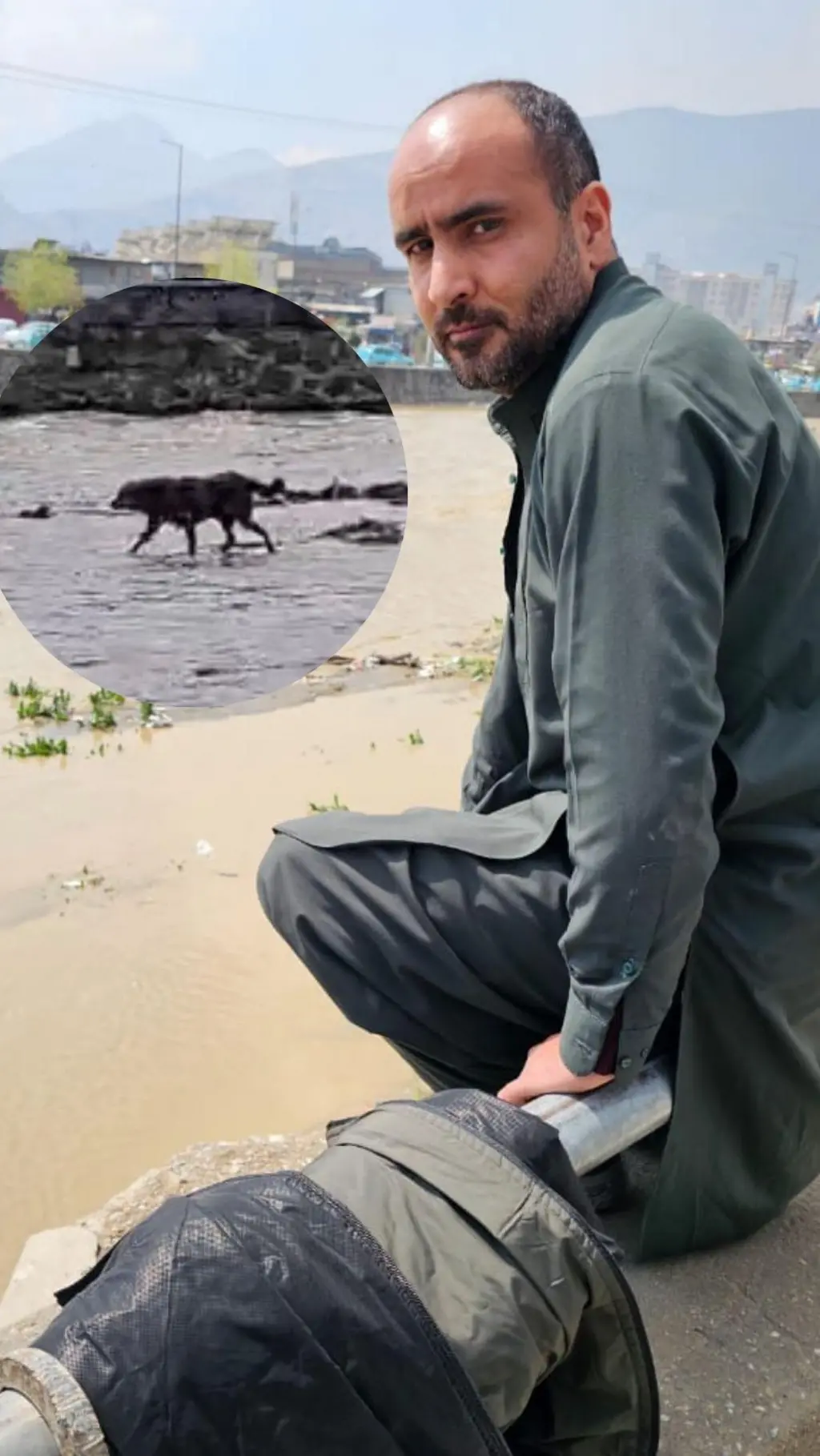مردی که سگ گیرمانده در رودخانه کابل را نجات داد