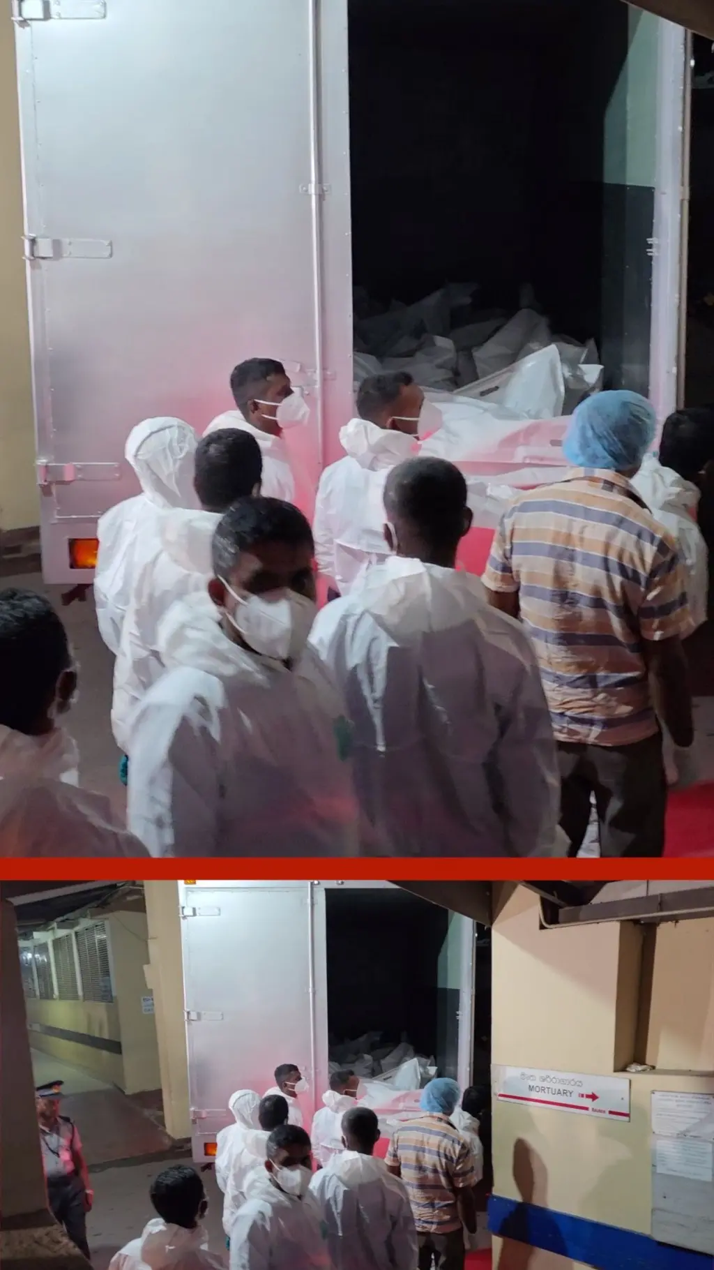 ඉරාන නෞකා අනතුරේ මෘත ශරීර ගාල්ල ජාතික රෝහලට රැගෙන ආ අයුරු 