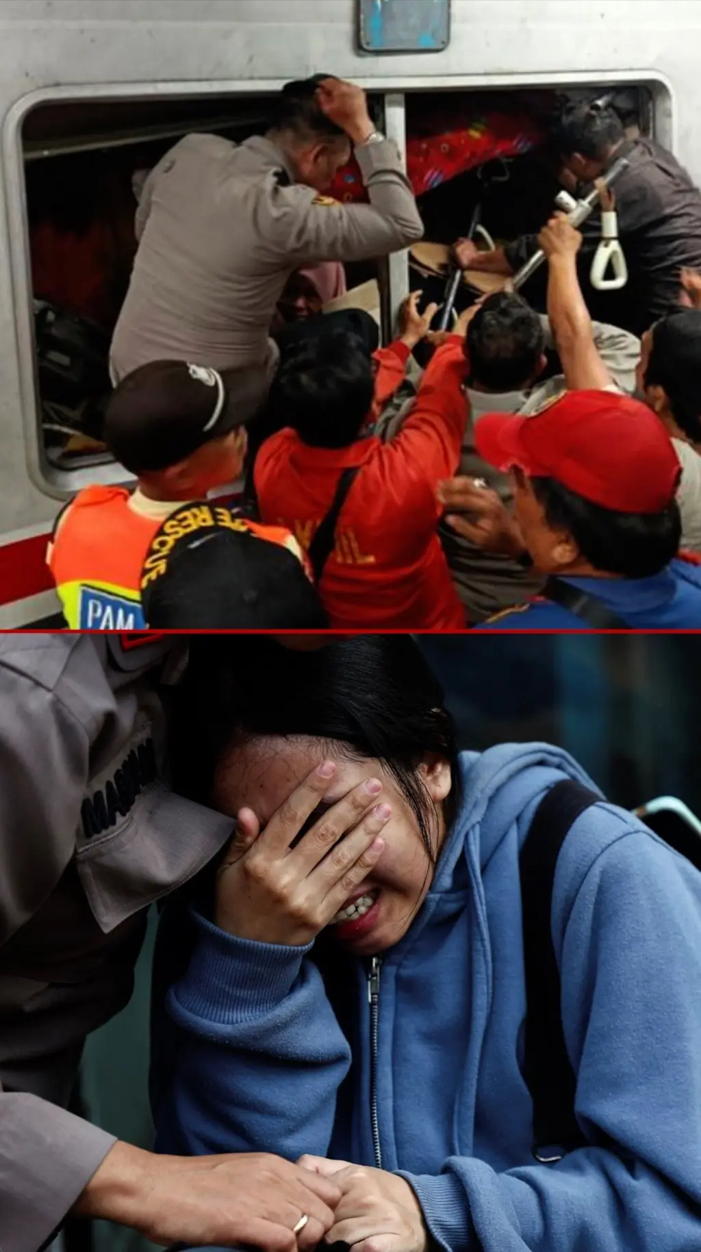 ඉන්දුනීසියාවේ දුම්රිය ගැටීමෙන් සිරවූවන් මුදාගැනීමට දැඩි මෙහෙයුම්