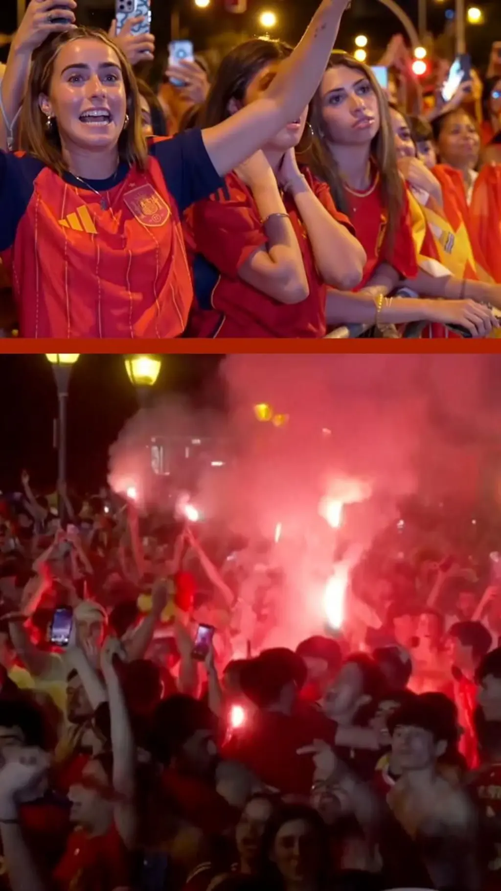 Torcedores espanhois festejando a conquista da Copa do Mundo 2026