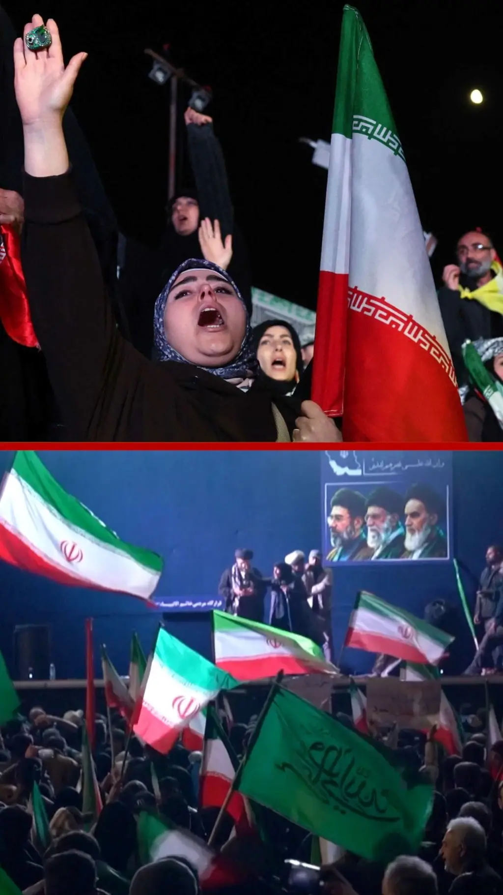 iranci slave prekid bvatre uz zastave i skandiranje