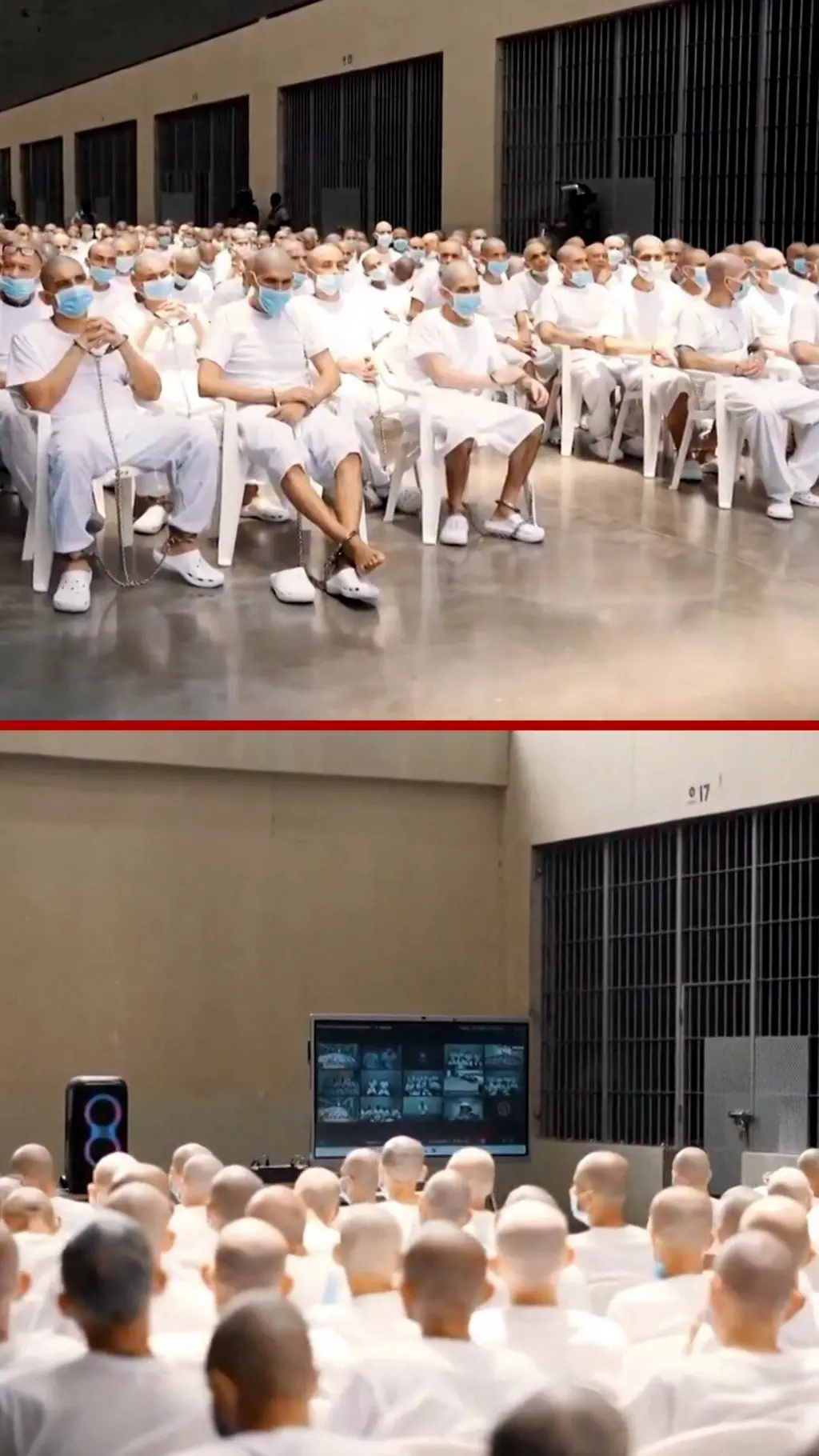 සුදු පාට කලිසන් සහ ටී ෂර්ට් ඇඳ සිටින, මුව ආවරණ දැමු විශාල පිරිසක් පටුවල වැඩිවී සිටී.