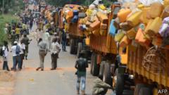 Les véhicules sont souvent très fortement chargés.