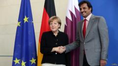 هذا هو أول لقاء للمستشارة الألمانية ميركل مع أمير قطر الشيخ تميم.