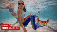 英國伯恩茅斯一家「美人魚培訓學校」內在學泳的女孩（資料圖片）