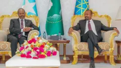 ፕሬዝዳንት ሐሰን ሼክ ሞሐሙድ እና ጠቅላይ ሚኒስትር ዐቢይ አሕመድ 