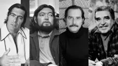 Mario Vargas Llosa, Julio Cortázar, Carlos Fuentes y Gabriel García Márquez