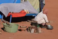 A displaced woman living in a camp in Morocco