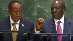 Pirezidant Taayyee Atsqasillaasee (bitaa) fi Pirezidant Wiiliyaam Ruutoo (mirga)