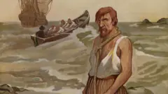 Ilustración en acuarela que representa a Leendert Hasenbosch, por GD Hoogendoorn