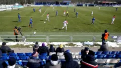 A football match takes place in a league in Belarus