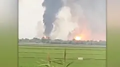 Explosions seen coming from an ammunition depot in Maiske village, Crimea