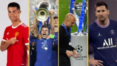 Cristiano Ronaldo, Cesar Azpilicueta, Pep Guardiola and Lionel Messi