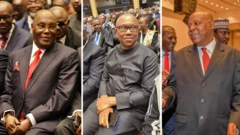 Atiku Abubakar of Peoples Democratic Party (PDP), Bola Tinubu of All Progressives Congress (APC) and Peter Obi of Labour Party get invitation to tok for di conference, wit di theme ‘Bold Transitions’