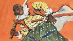A drawing of Yasuke, a dark-skinned man with a sword