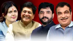 पंकजा मुंडे, पियूष गोयल, मुरलीधर मोहोळ, नितीन गडकरी 