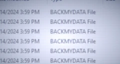 Screenshot vieler Computerdateien mit dem Dateinamen BACKMYDATA.