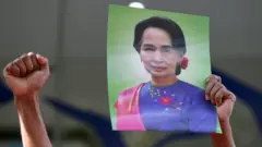 A protest in support of Aung San Suu Kyi in Thailand