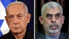 ቀዳማይ ሚኒስተር እስራኤል ቤንጃሚን ኔታንያሁን መራሒ ሓማስ ያሕያ ሲንዋርን