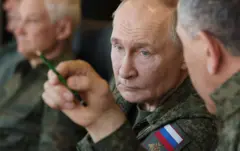 الرئيس الروسي فلاديمير بوتين خلال مشاهدته تدريبات عسكرية روسية - بيلاروسية مشتركة في 16 سبتمبر/أيلول 2025