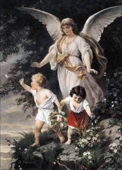 'O Anjo da guarda', pintura do alemão Bernhard Plockhorst, feita no século 19