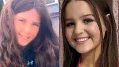 Uma imagem composta de duas alunas que perderam a vida ao serem atingidas