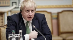 Boris Johnson in Kyiv on 1 February 2022