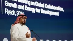 "Leo dunia inapita katika njia ngumu, ikijaribu kupata uwiano kati ya usalama na ustawi," alisema Waziri wa Mipango wa Saudi Faisal al-Ibrahim.