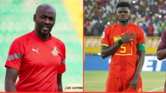 Ghana Coach Otto Addo and Thomas Partey of Arsenal