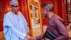 Aarẹ Buhari pẹlu igbakeji aarẹ Osibajo
