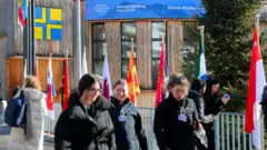 Uczestnicy 56. dorocznego spotkania Światowego Forum Ekonomicznego (WEF) w Davos w Szwajcarii,