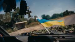 Украинский флаг на военном автомобиле