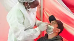 A man gets tested for Covid-19 in Sth Africa