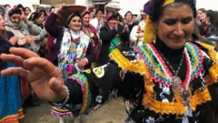 Berber women, dressed in traditional clothes, celebrate their Amazigh New Year in Tifilkout village, in Tizi Ouzou Governorate, Algeria January 12, 2021.