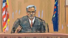 Merchan, en un boceto del juicio.