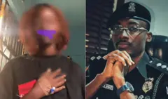 Aworan obinrin to ni ọkunrin kan fipa boun lopọ ati ọlọpaa Oluseyi Babaseyi to wọ aṣọ ọlọpaa dudu