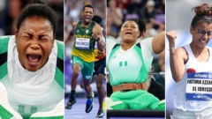Fotos of para-athletes wey dey show dia emotions win dm win