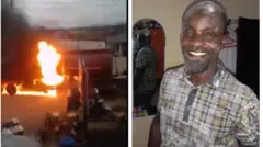 Aworan awakọ to wa ọkọ agbepo to n jona ni Warri