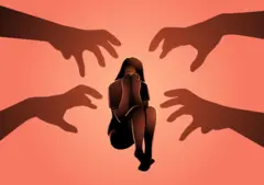 በአንዲት ሴት ላይ ለጥቃት የተዘረጉ እጆችን የሚያሳይ ሥዕል  