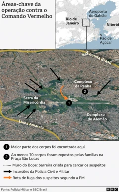 Mapa mostra pontos-chave da operação