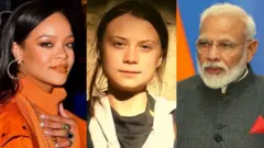 મોદી રિહાના અને ગ્રેટાની તસવીર