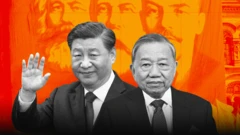 Ảnh thiết kế: Ông Tập Cận Bình (trái) và ông Tô Lâm (phải)