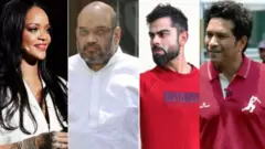 రిహానా, అమిత్ షా, విరాట్ కోహ్లీ, సచిన్ టెండూల్కర్