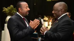 ጠቅላይ ሚኒስትር ዐቢይ ከደቡብ አፍሪካው ፕሬዚዳንት ራማፎሳ ጋር