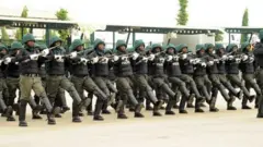 Nigeria police officers parade