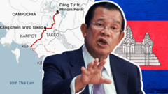 Hình minh họa ông Hun Sen và kênh đào Phù Nam Techo